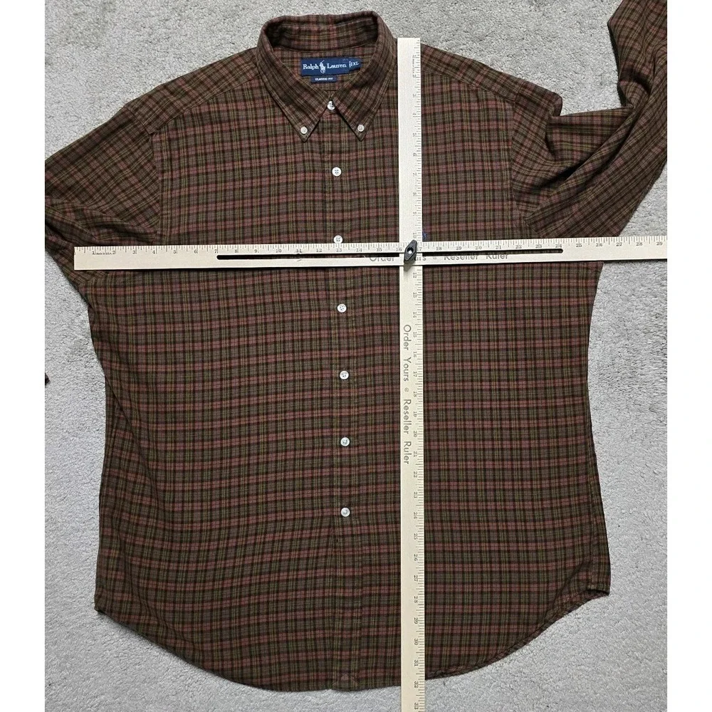VTG Ralph Lauren Lightweight Flannel Shirt Mens‎ XL Tartan Plaid 90s Classic Fit
